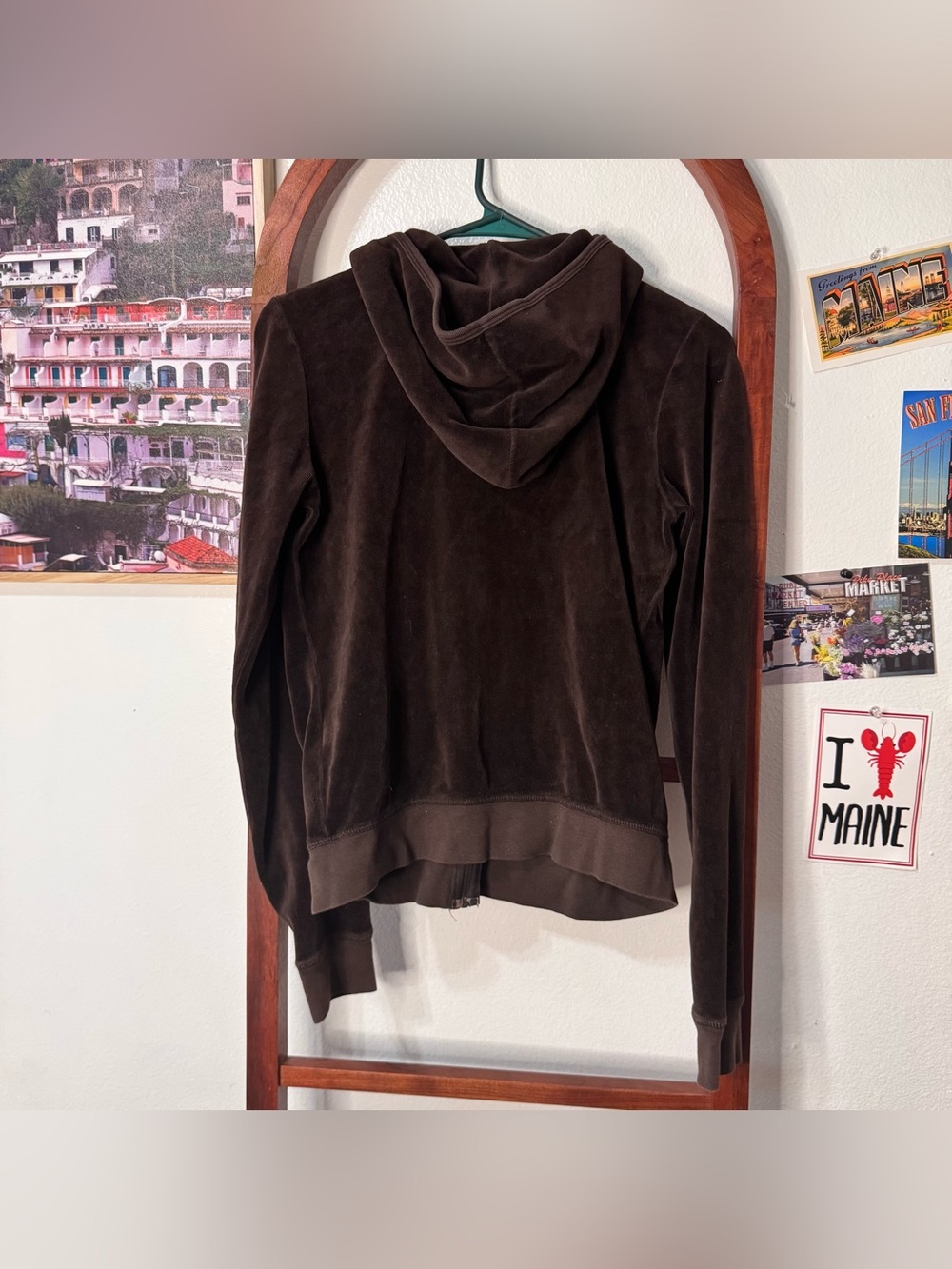 Juicy Couture Y2K Brown Velour Full Zip Hoodie 2000s - Picture 5 of 5